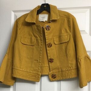 Gold novelty button cropped blazer